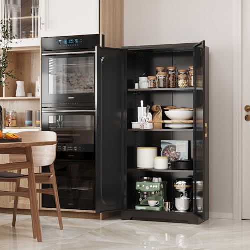 Image of Steeloong 60 inchMetal Pantry Storage Cabinet with Doors & 3 Adjustable Shelves