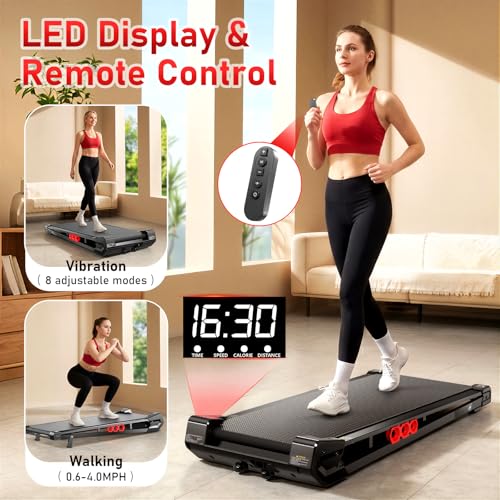 Image of FUNRAY Under Desk Vibration Walking Pad - 3 in 1 Vibration Plate Treadmill with Remote Control, Quiet Brushless with 5% Manual Incline, Portable for Home Office