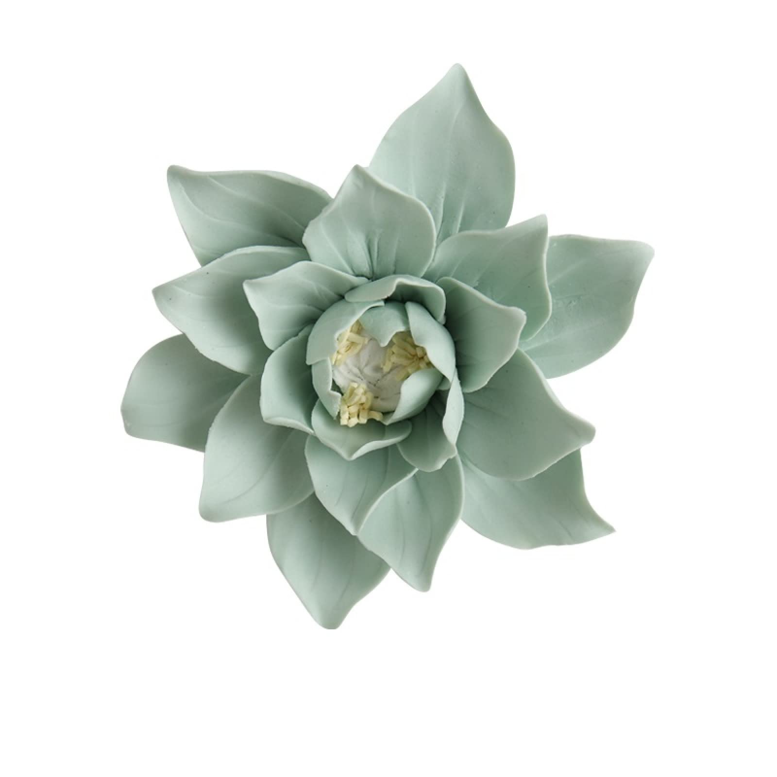 Tursgyz Green Handcrafted Ceramic Magnolia Flower Lotus Sculpture 3D Wall Art Decor Home Office Wedding Gift 15 Cm