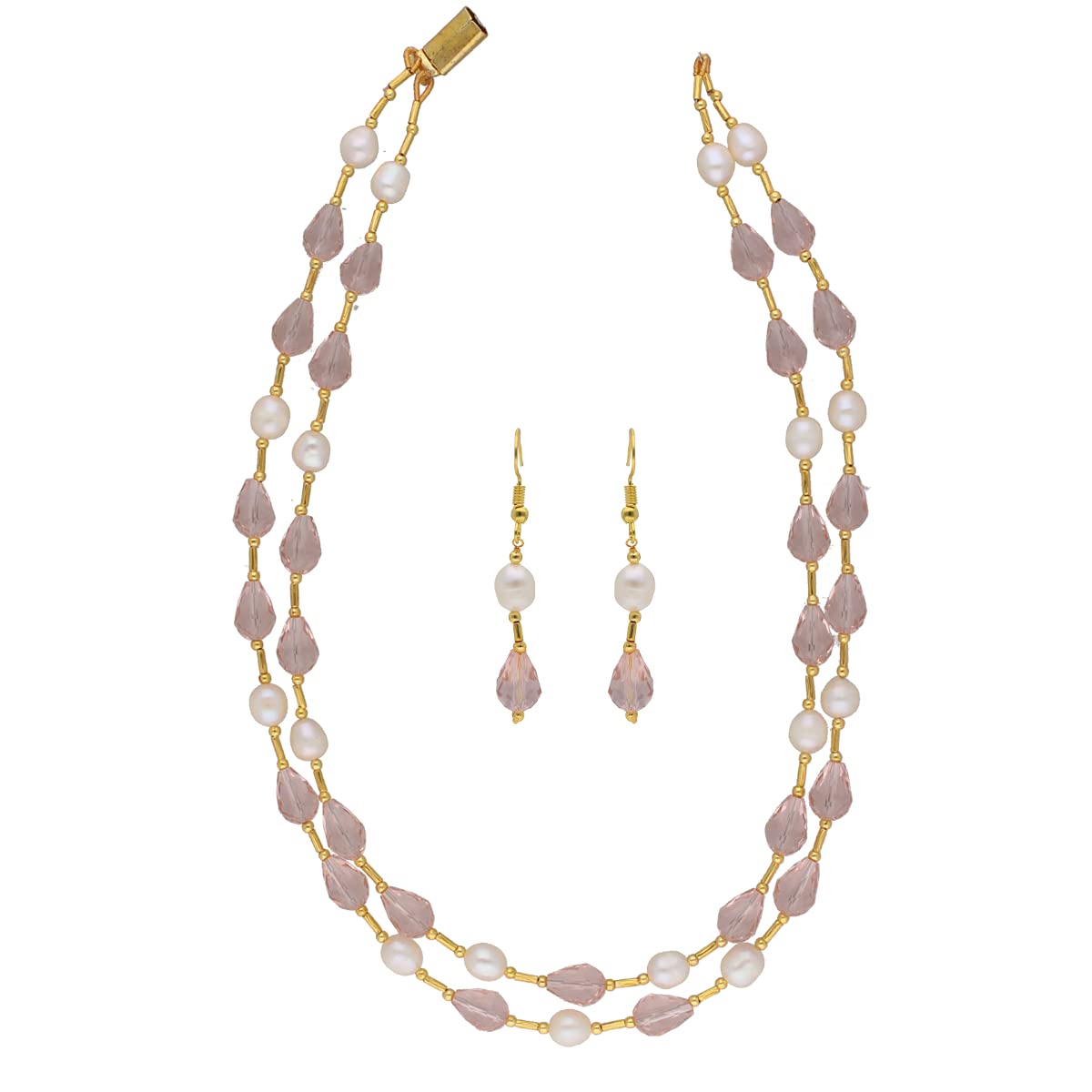 Sri Jagdamba Pearls Dealer Sri Jagdamba Pearls Pink Stone Two String Pearl Necklace Set for Women and Girls (B0999CCBKN) Amazon Price History, Amazon Price Tracker