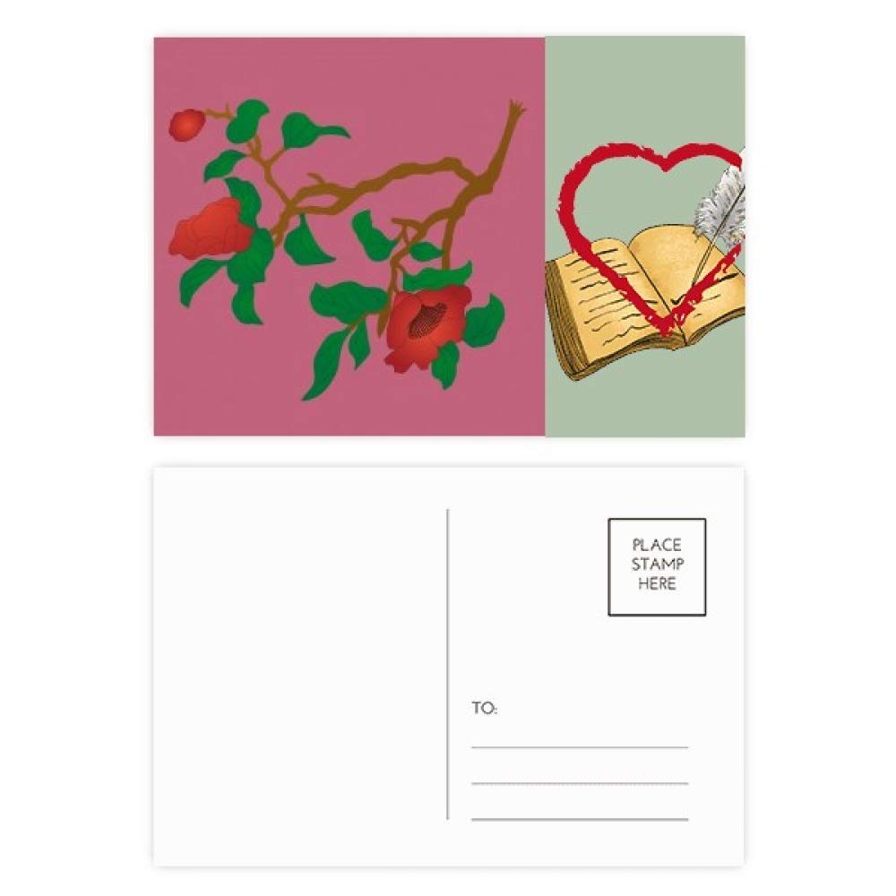 Lot de 20 cartes postales de remerciement avec motif de fleurs vertes