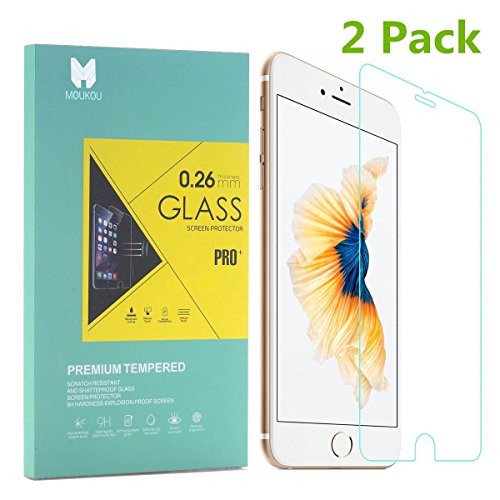 MouKou iPhone 6 Plus / 6S Plus Glass Screen Protectors 2 Pack Tempered Glass Screen Protector for iPhone 6 Plus 5.5 Inch/iPhone 6s Plus 5.5 Inch
