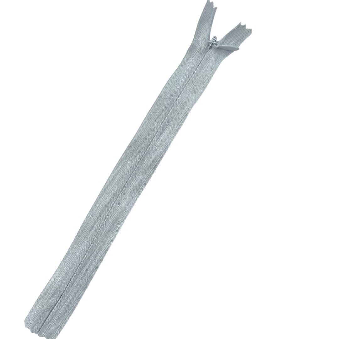 Plush Addict 22" Invisible Zip - Light Grey 56cm Concealed Zip For Dressmaking and Skirts - Closed Ended Zipper