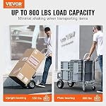 VEVOR Aluminum Hand Truck, 2 in 1, 800 lbs Load Capacity, Heavy Duty Industrial Convertible Folding Hand Truck and Dolly, Utility Cart Converts from Hand Truck to Platform Cart with Rubber Wheels