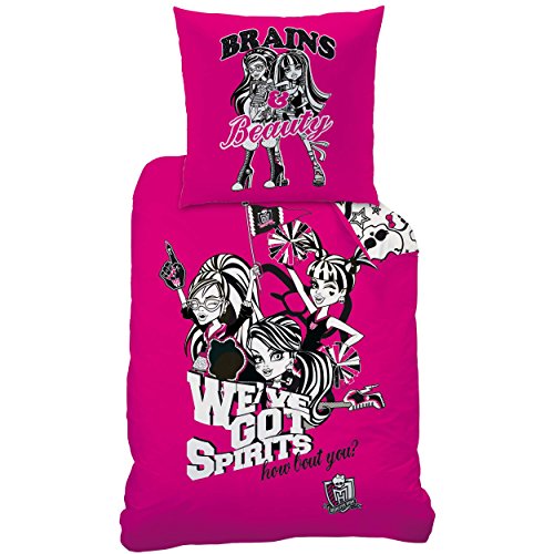 Monster High 041988 Bettwäsche Fright On Pink, Baumwolle Linon, 135 x 200 und 80 x 80 cm