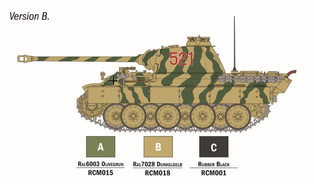 Italeri 75003 Linea Starter Set - Easy Paint: Panther Sd.Kfz.171 Ausf.A, scala 1:56, Plastic Model Kit/Modello in plastica da montare, comprende colla e 3 pennarelli acrilici per la pittura