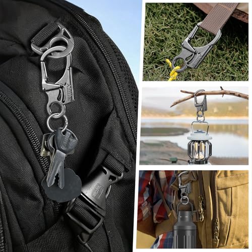 Image of Ahiller Double Locking Carabiner Clip - Zinc Alloy Mens Keychain for Keys | Unisex,Dual Press Double Lock, Anti Misopening,Heavy Duty,Suitable for Car Keys,Belt,Backpack,Hiking,Riding,Outdoor Camping