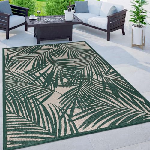 Rugshop Contemporary Palm Leaf Textured Flat Weave Easy Cleaning Outdoor Rugs for...