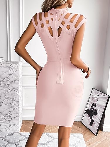 Image of meilun Hight Neck Cut Out Bandage Dress Mini Formal Party Gowns Wedding Guest Dress for Women