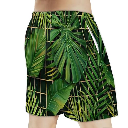 Mens Swim Trunks Tropical Palm Trees Quick Dry Board Shorts with Mesh Lining3