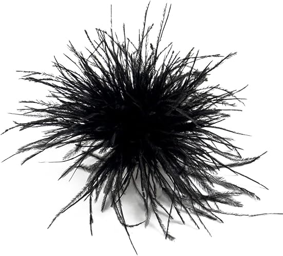 Image of Black Feather Brooch Feathers Corsages for Party Wedding Dress Decorations Ostrich Feather Hair Clip Lapel Pins Headwear Hairpin Hairband for Women Girl