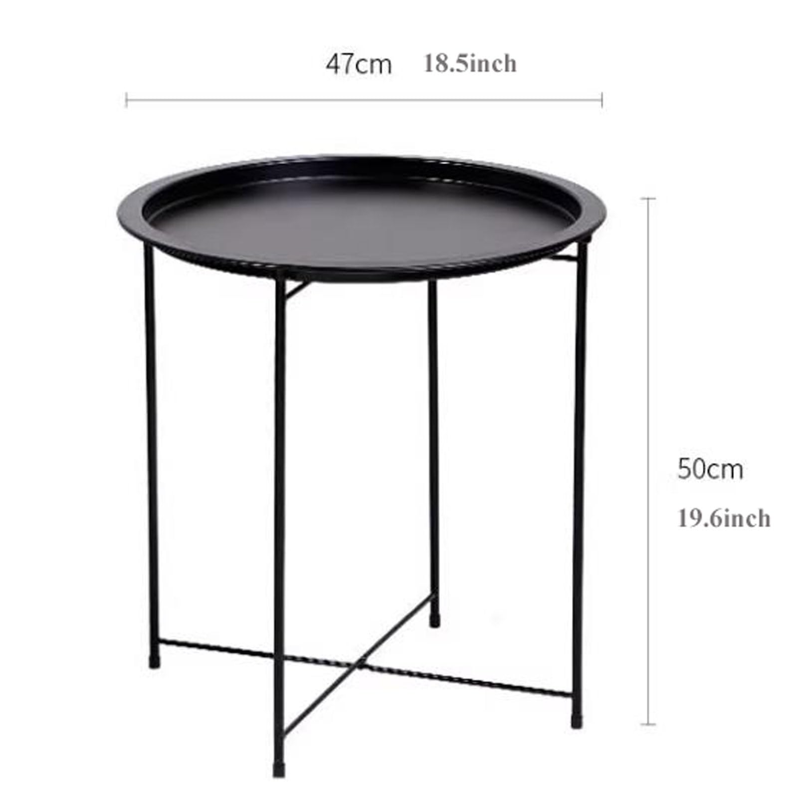 Sofa Folding Tray Metal Side Table, Round End Table Sofa Small Accent Foldable Table, Round End Table Tray, Next to Sofa Table, Snack Table for Living Room and Bed Room Sofas for Living Room(A)