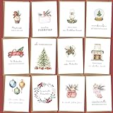 PERFEKTES WEIHNACHTSGESCHENK - Zu jedem Weihnachtsgeschenk gehört eine Weihnachtskarte, werten Sie Ihr Geschenk mit einer Postkarte auf. Hochwertig bedruckte Weihnachtskarte im Din A6-Format mit wunderschön bedrucktem Umschlag. Frohe Weihnachten an Ihre Lieben oder Kollegen!