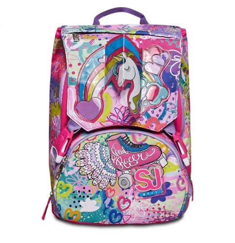 SJ GANG STYLE JAM GANG Style Jam Gang Zaino Scuola BIG, MAGICFLIP GIRL, Zaino Estendibile Doppio Scomparto FLIP SYSTEM 3D, Fucsia, Zaino Bambina Scuola Elementare