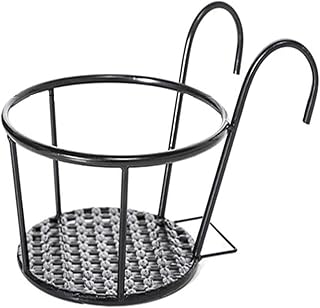 Metal Flower Rack Indoor Plant Stand Metal Potted Hanging Railing Planters Basket Railing Planter for Yard Garden Patio Balcony