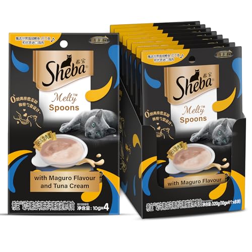 Image of Sheba Melty Spoons Lickable Creamy Cat Treats, Maguro Flavour with Tuna Cream, 40g X 8 Packs, Dual Texture, Innovative Spoon Format for Ultimate Indulgence, Creamy Treats for Bonding