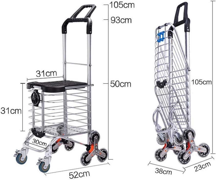 Einkaufstrolley Klappbar Einkaufswagen Faltbarer Trolley-Wagen - 35 kg Tragfähigkeit Drehgriff Einteiliger Aluminium… – Bild 6