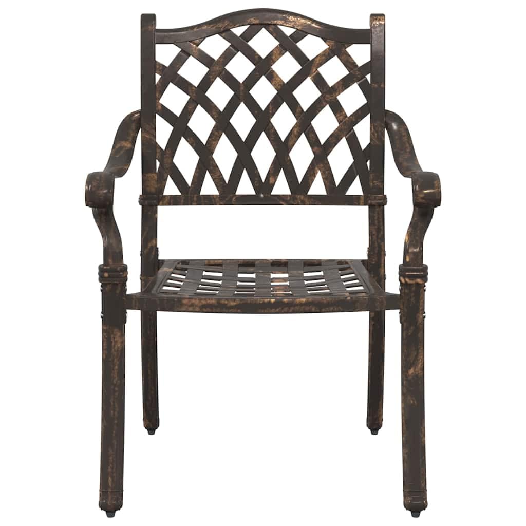 Ensemble de 5 meubles de jardin traditionnels en fonte d'aluminium avec 1 table de 80 x 80 cm et 4 chaises, salon à manger classique pour terrasse et jardin