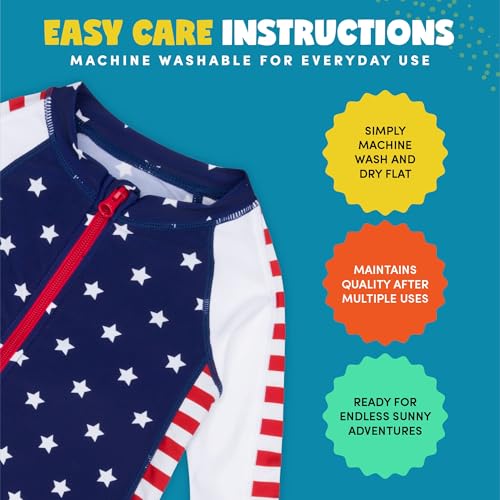 Image of SwimZip UPF50+ Boys Swim Shirt, Long Sleeve One Piece Kids Sunsuit