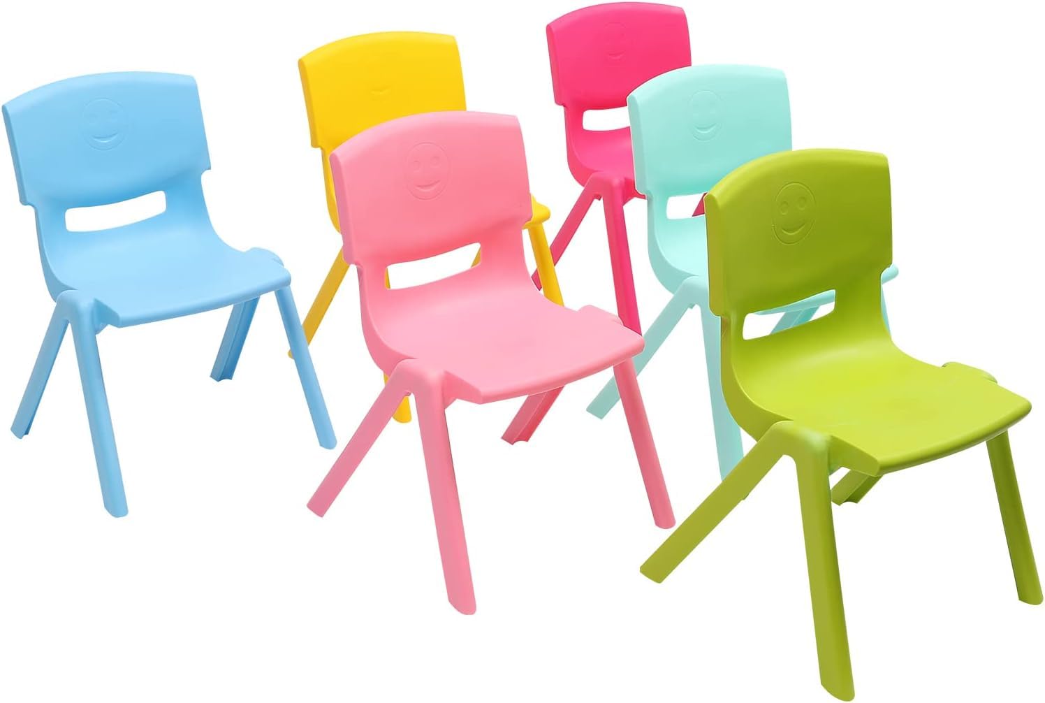 LiaoDaza 6 Pcs Colorful Stackable School Chairs with 11inch Seat Height Plastic Classrooms Chairs for Kids Learning Chairs Indoor Outdoor for Home,
