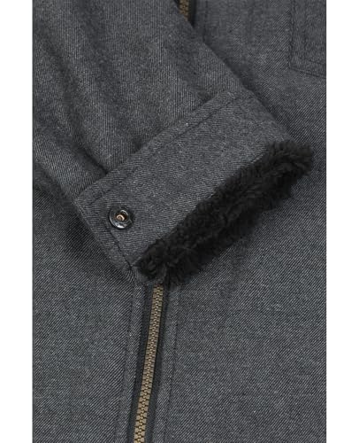 Image of ZENTHACE Men's Sherpa Lined Full Zip Hooded Plaid Shirt Jacket