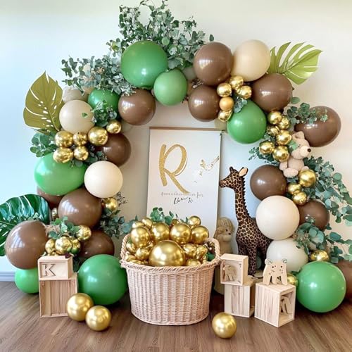 Image of RUBFAC Brown Balloons, 129pcs Different Sizes 18 12 10 5 Inches for Garland Arch Kit, Premium Boho Coffee Brown Latex Balloon for Birthday Party Graduation Wedding Anniversary Baby Shower Decoration