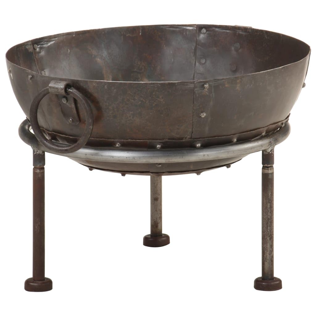 Brasero rústico de hierro de 40 cm de diámetro, diseño marrón, para jardín, terraza, balcón, anillo portátil para noches acogedoras con calor