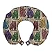 ABAKUHAUS Tatuaggio Cuscino da Viaggio, Gatti colorati, Accessorio in Schiuma di Memoria per Viaggio, 30 cm x 30 cm, Multicolore