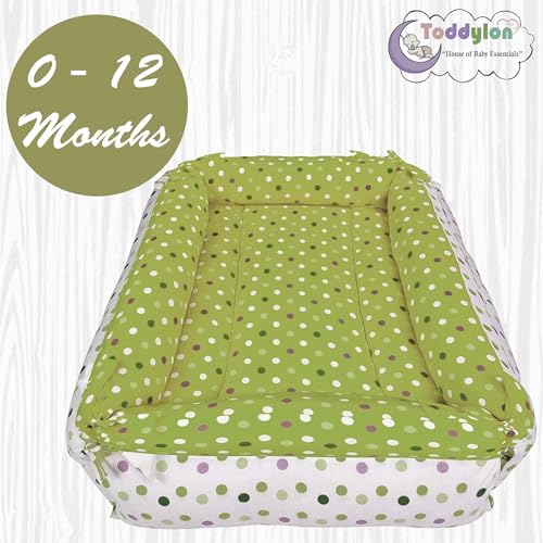 Image of Toddylon Baby Bed Bedding Set for New Born Baby | Bed Mattress | Mosquito Net | Neck |Cotton | Travel Bed | Essentials | Toddlers | Infants | Baby Boy Girl (0-12 Months) Green