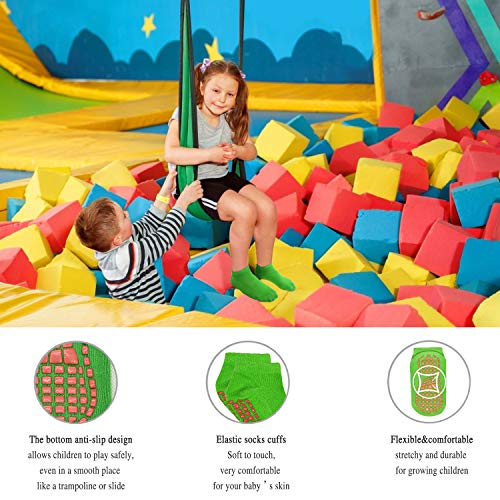 Trampoline Socks For Kids 4 Pairs , Anti-Skid Non Slip Sticky Grips Socks for Pilates, Ballet, Barefoot Workout
