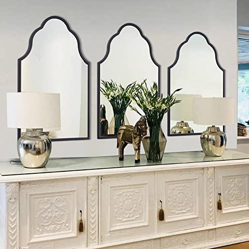 Chende Arch Wall Mirror, 32" H X 20" W Black Bathroom Mirror With Wooden Frame, Large Modern Decorative Mirror For Foyer, Living Room, Bedroom #TOP1