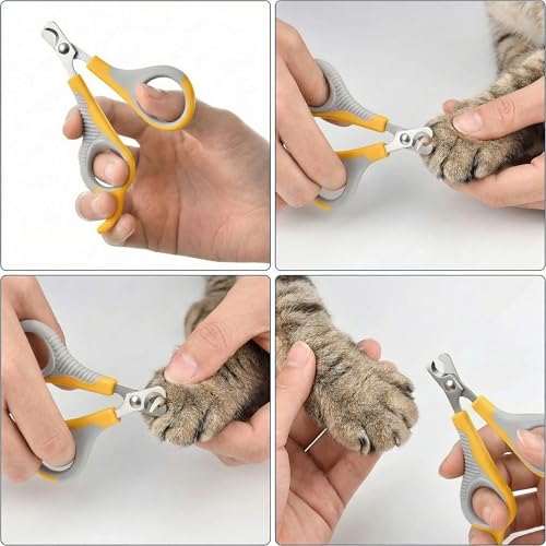 Image of WePet Pet Nail Clippers U07.2, Professional Claw Trimmer, Scissor for Cats, Puppies, Kittens, Hamsters, Rabbits and Small Animals, Sharp, Safe, Small, Grey /Yellow
