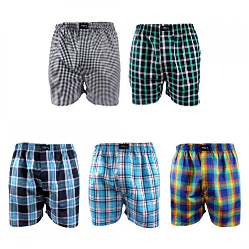 MG-1 5 Stück Webboxer Boxershorts Shorts Boxer Herren desortierter Farbmix, Grösse:XXL - 8-56, Farbe:Mehrfarbig, Menge:5er Pack Cover
