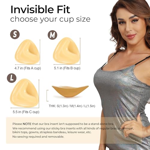 UOTJCNR Ultra Boost Sticky Bra Pads Inserts, Double Sided Adhesive Push Up Padding Inserts for Women’ Bras Bikini Swimsuits Beige — view 6