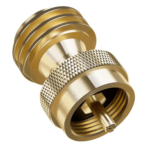 NUPICK Propane Tank Adapter 1 Lb to 20 Lb Converter Hook Up Small Propane Tanks to BBQ Grill 100% Solid Brass Construction
