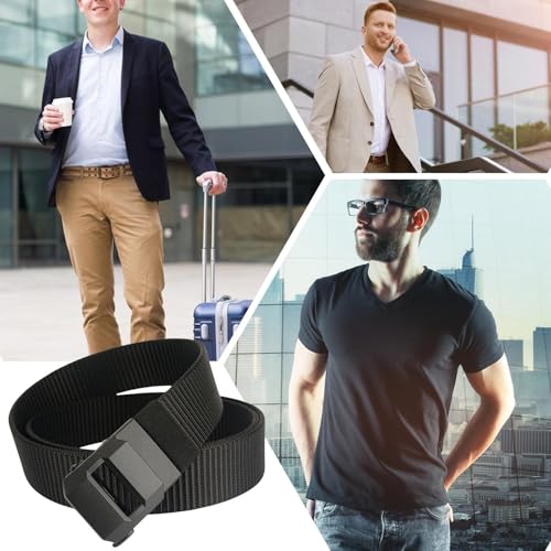 Ratchet Belts - 47.24x1.97 Inch Adjustable Leather Style Belt for Formal Wear, Casual Outfits with Stretch Function, Waist Accessories for Men, Suit, Pants, Jeans, Golf Hiking, Nylon Black4