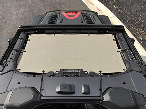 Alien Sunshade Jeep Wrangler JL & JLU (2018-2021) – Front Mesh Sun Shade for Jeep JL Unlimited - Blocks UV, Wind, Noise - Bikini JLkini Top Cover for Sport, Sport S, Sahara, Rubicon (Sand)