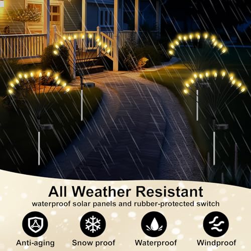 Rossesay 4 Pcs Solar Outdoor Lights Christmas Swaying Lights Decoration for Garden Yard Pathway Patio Lawn Waterproof Firefly Stake Lights 48 LED for Outside 2024 Holiday Decor - Thumbnail 5