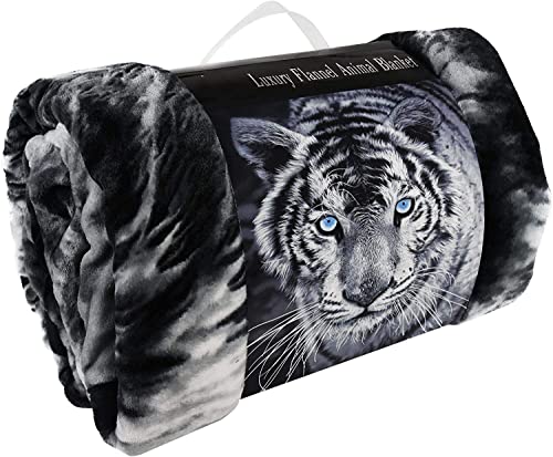 Yorkshire Homeware 3D Animal Design Luxurious Super Soft Warm and Cosy Throws Faux Fur Fleece Sofa and Bed Blankets By (King 200 x 240 CMS, 3D Black White Tiger)