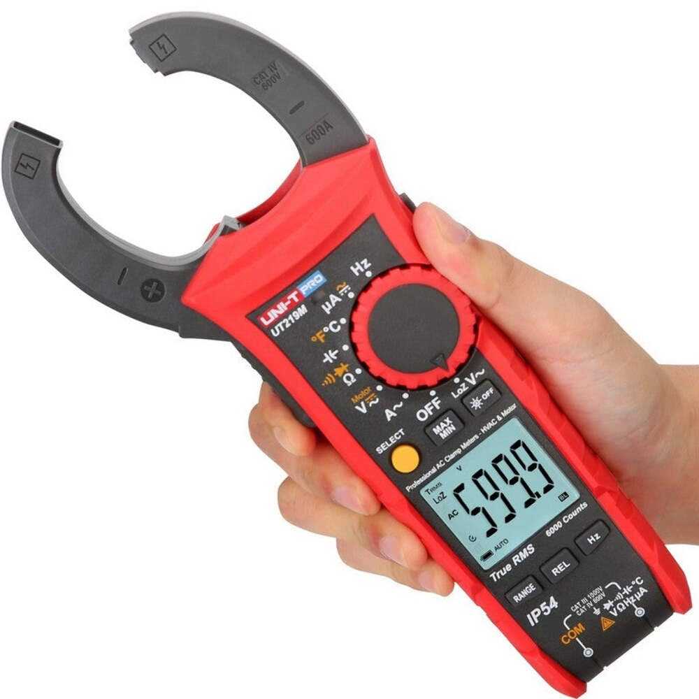 UNI-T UT219M Serie UT219 Professional Abrazadera Metro con IP65, 600A AC, 600 V AC/DC, 10Hz-10MHz, -40°C-1000° C/-40°F-1832° F