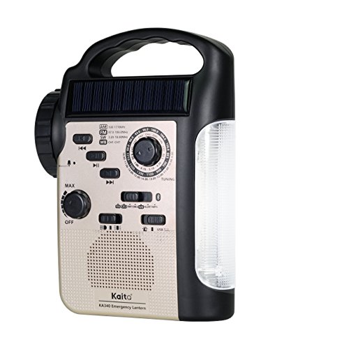 Kaito Ka340 5-Way Powered Rechargeable Led Camping Lantern & Emergency Am/Fm/Sw Noaa Weather Alert Radio With Bluetooth, Flashlight, 5V Usb Mobile Phone Charger, Mp3 Player & Siren (Gold) #TOP1