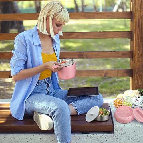 Image of Thermo Food Jar for Hot Food Adults 32OZ Soup Thermo Lunch Containers Wide Mouth Vacuum Insulated Stainless Steel Leakproof Bento Box with Spoon (NEW-PINK)