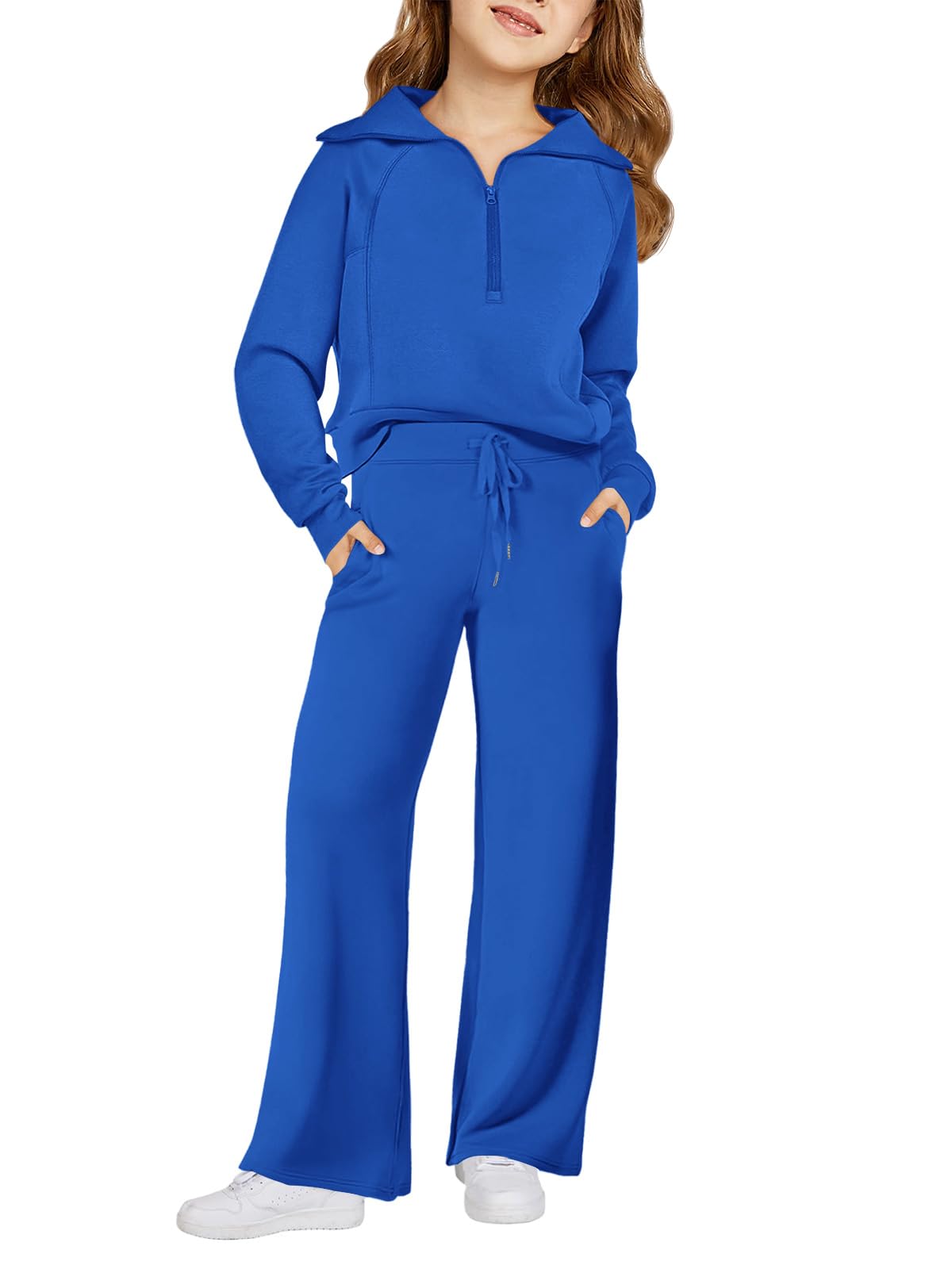 Haloumoning Girls Sweatsuit 2 Piece Zip Long Sleeve Sweat Outfits