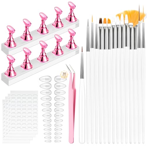 Makartt Nail Stand Display Magnetic Nail Holder for Nail Tips Acrylic Nail Display Stand Nail Practice Holders Nail Painting Stand with 48Pcs Reusable Adhesive Putty