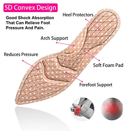 Image of Shoe Inserts, Shoe Insoles Women, High Heel Insoles, (2 Pairs Beige) Shoe Cushion Inserts Breathable, 5D Sponge Barefoot Comfort Insoles, for Massaging, Arch Pain and Foot Pain Relieve