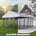 BKNROIHB Spacious Outdoor Dog Kennel with Reinforced Metal Structure, Adjustable Feeders, Weatherproof Roof Cover - Ideal for Dogs, Chickens, Ducks, Geese, and Rabbits