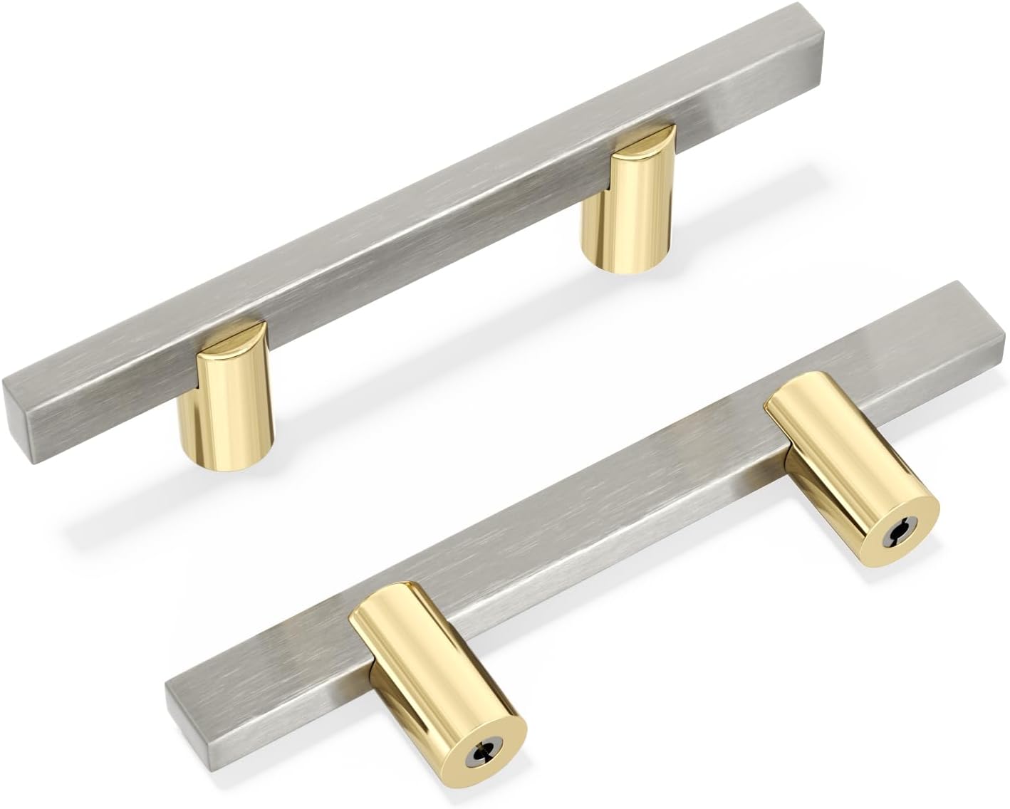 goldenwarm 10 pack 3 inch brushed nickel cabinet pulls cabinet handles brushed nickel and gold aluminum alloy kitchen hardware for dresser drawer 3in(76mm) hole center brushed nickel and gold 10