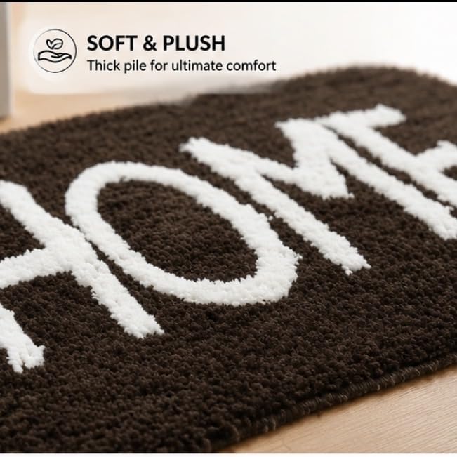 Image of Set of 2 Micro Anti Skid Bath Mat for Home Kitchen, Office, Water Absorbent Machine Washable and Quick Dry Luxury Mats for Bathroom, Kitchen, Entrance. (Brown Home)