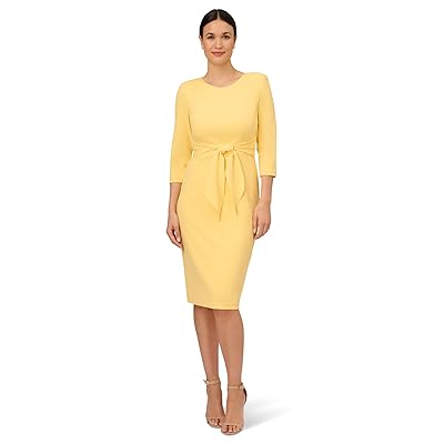 Adrianna Papell Knit Crepe Tie Waist Sheath Dress Women