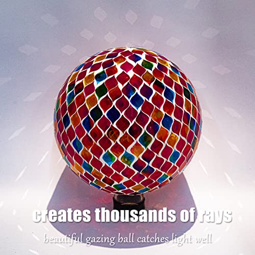 Vcuteka Gazing Ball, Glass Mosaic Gazing Balls Sphere For Garden Lawn Outdoor Ornament Yard Decorative, 10-Inch, Red #TOP7